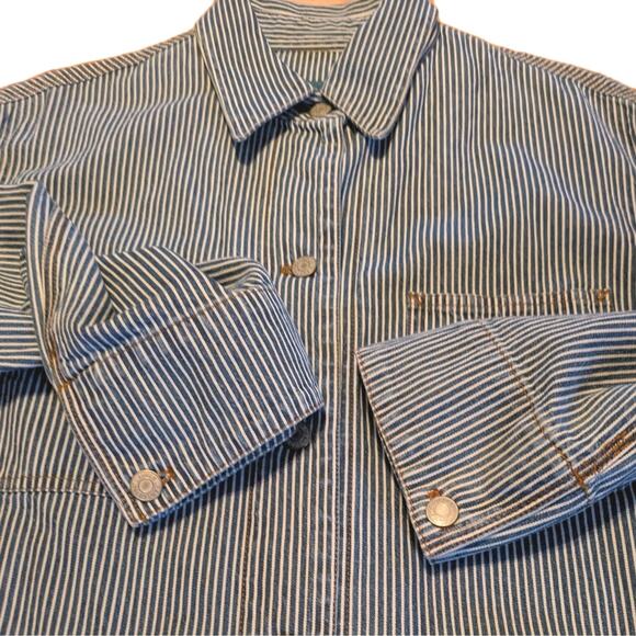 Ralph Lauren LJC Coat Jacket Womens Large Vintage Railroad Stripe Chore Utility - Picture 5 of 12